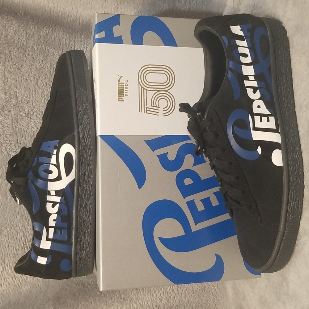 Limited edition Pepsi Cola Puma's.  Black suede.